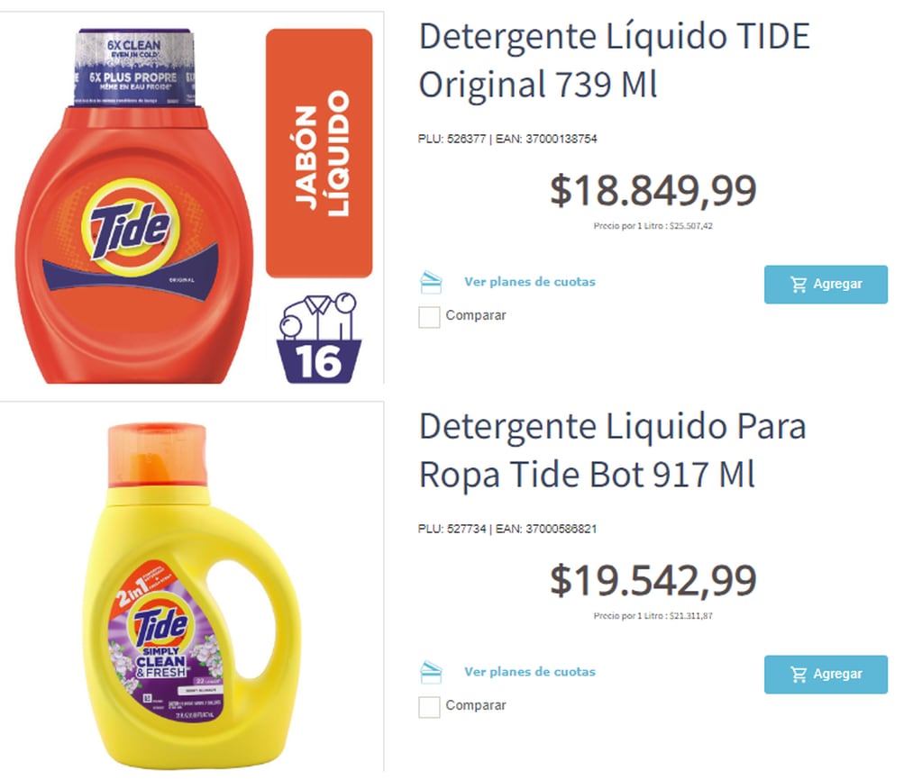 Importado: jabón líquido para la ropa Tide ya se consigue en supermercados Coto