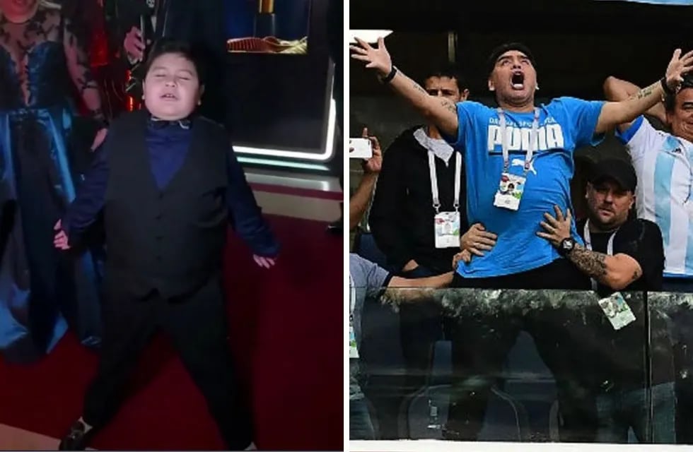 Dieguito Fernando se llevó todas las miradas al imitar a Diego Maradona en el Mundial de Rusia 2018.