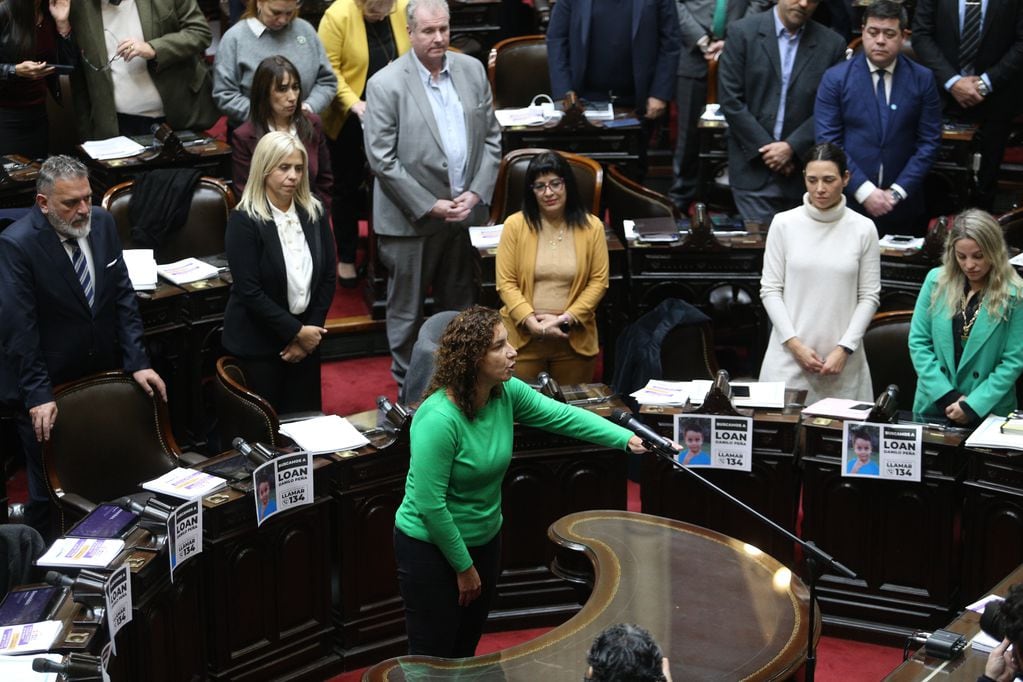 Vanina Biasi realizando el juramento en la Cámara de Diputados. Foto NA: DANIEL VIDESzzzz