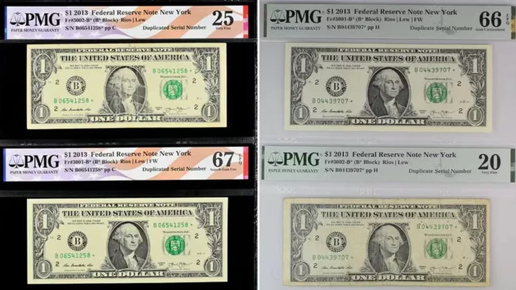 Los billetes de 1 dólar con un error de impresión pueden alcanzar los USD 150 mil. Imagen: Infobae