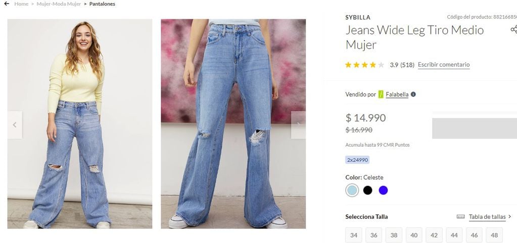 Jeans mujer (Falabella)