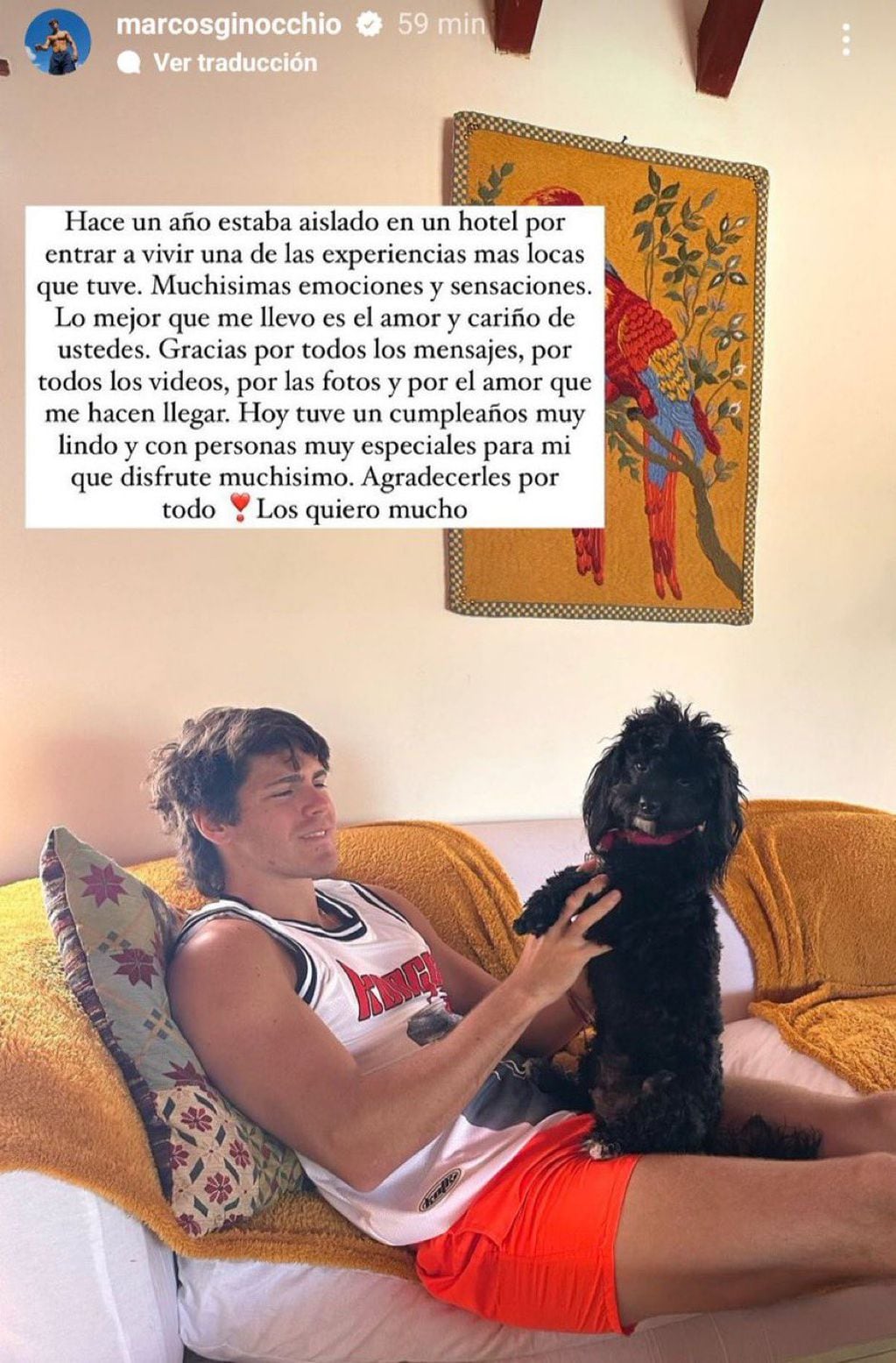 El mensaje de Marcos Ginocchio en Instagram