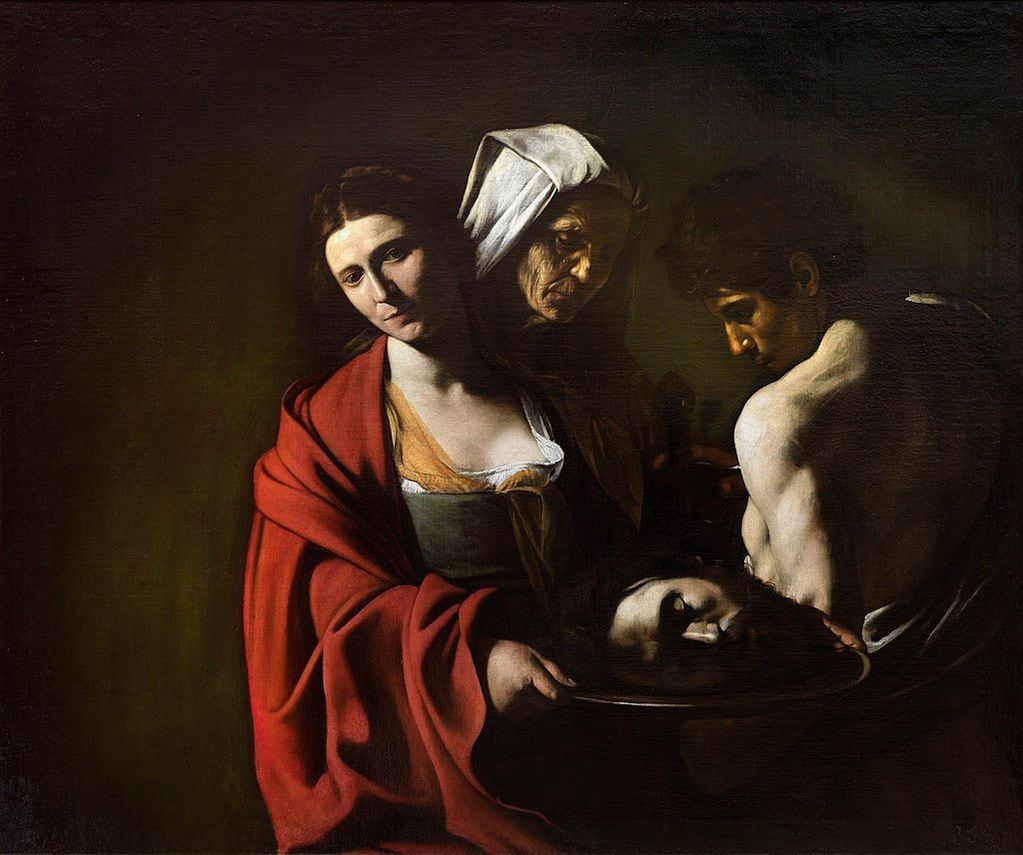 Salomé con la cabeza de Juan Bautista: óleo de Caravaggio, datado en 1609.