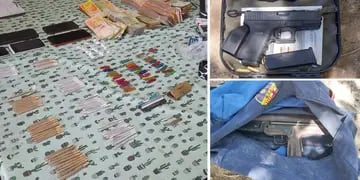 Algunos de los elementos secuestrados en un "quiosco" narco en Los Corralitos. | Foto: Ministerio de Seguridad