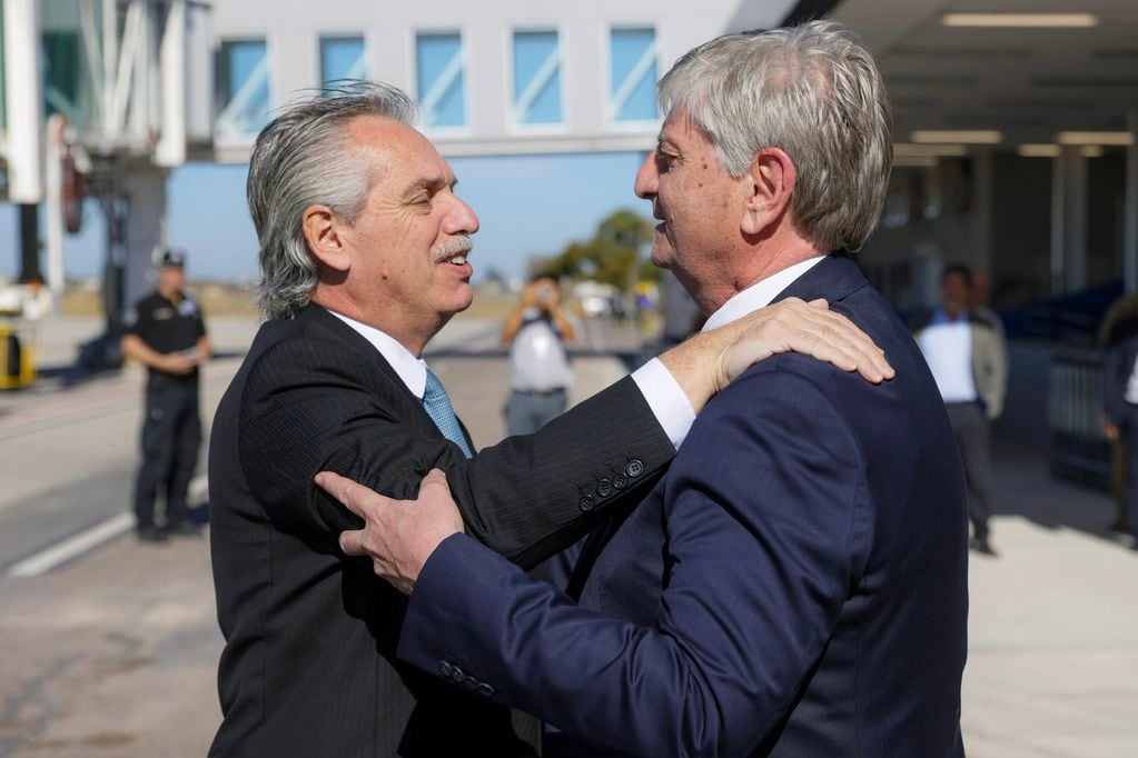 Sergio Ziliotto recibió a Alberto Fernández luego de obtener la reelección en La Pampa. Foto Twitter Alberto Fernández 