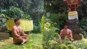 Turista posó desnudo en un templo de Bali