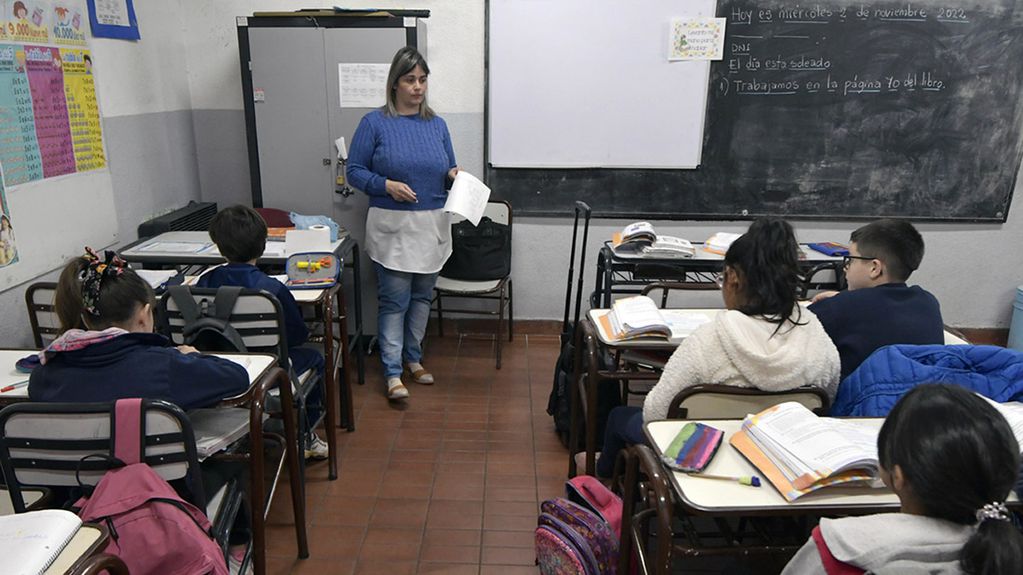 Todos los alumnos participan de la medición del Censo de Fluidez Lectora. Escuela Julio Lemos de Godoy Cruz.
Foto: Orlando Pelichotti 