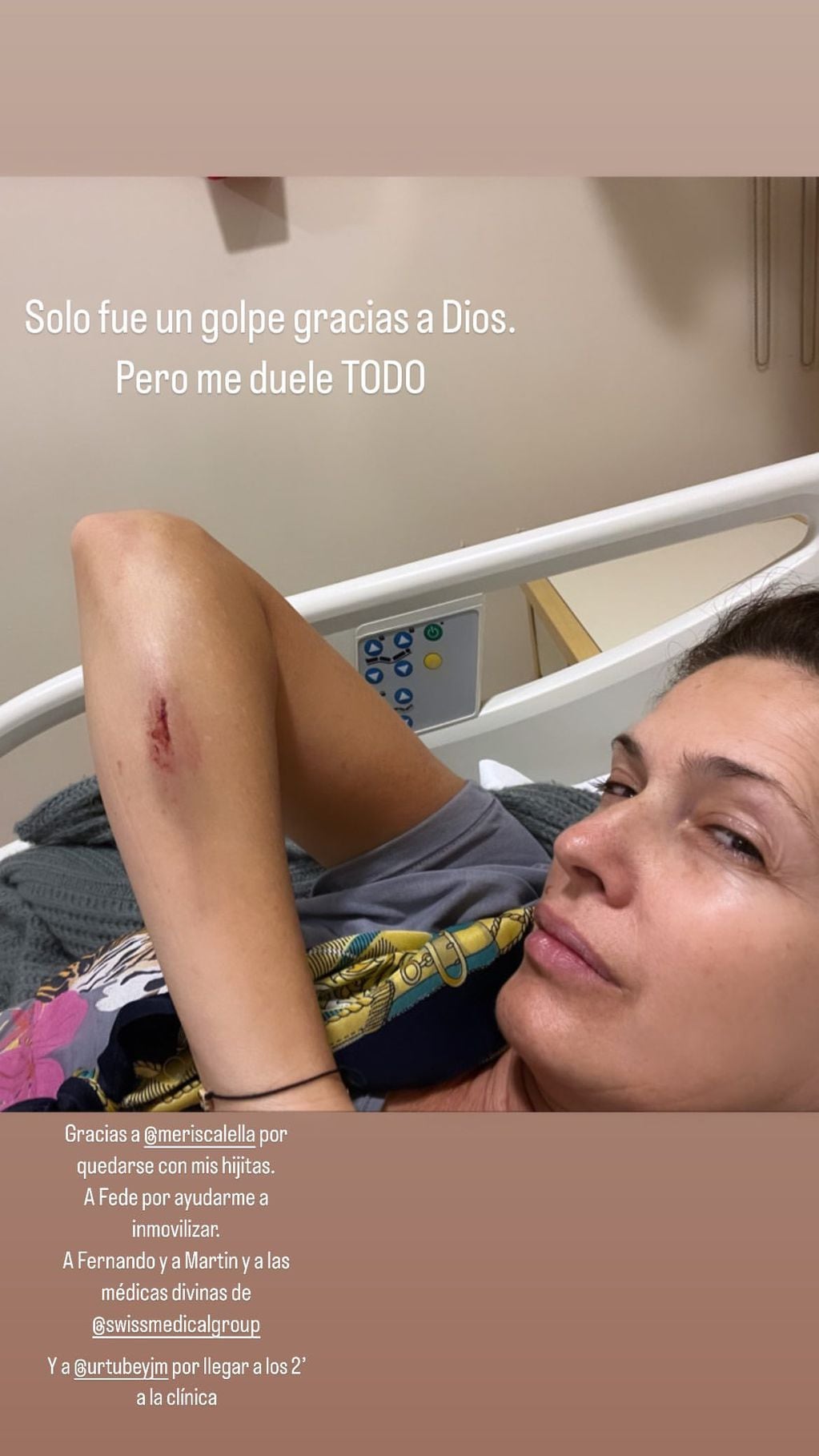 Isabel Macedo tuvo un accidente doméstico y terminó en el hospital.