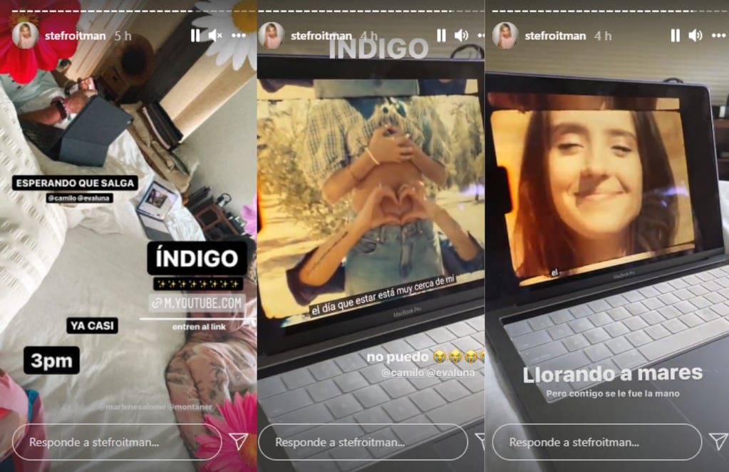 Las historias de Instagram de Stefi Roitman, mientras presenciaba el estreno de Índigo.