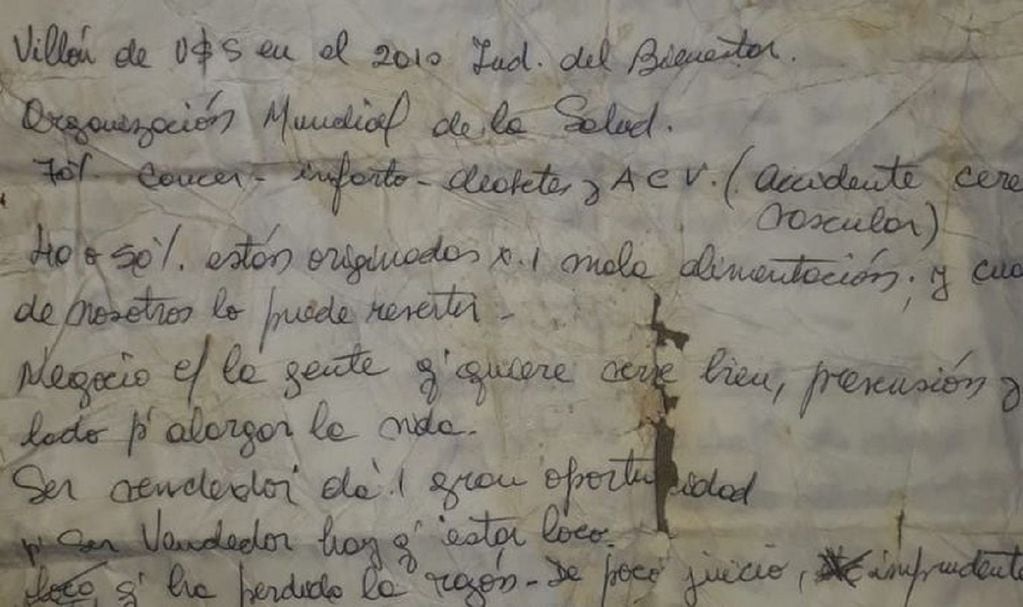 La extraña carta hallada en el basural de los dólares en Las Parejas, Santa Fe (Gentileza)