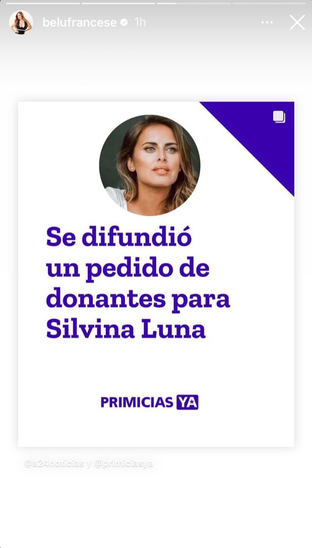 Famosos piden por la salud de Silvina Luna.