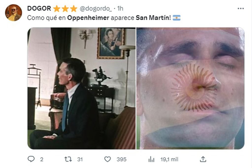 Memes por el cameo de San Martín en la película "Oppenheimer" (2023) / Twitter