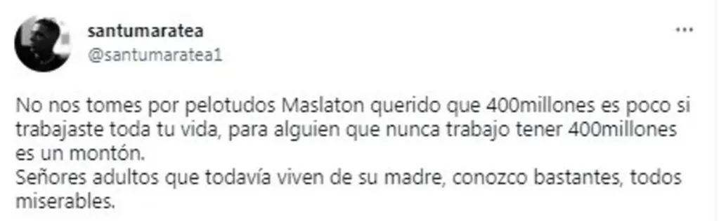 La contundente respuesta de Maratea a Maslatón. Foto: @santumaratea1