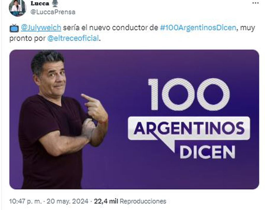 Se supo quién estaría al frente de 100 argentinos dicen