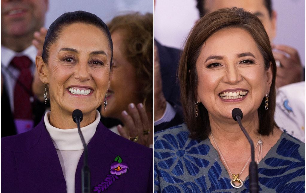Claudia Sheinbaum (izq), del oficialismo, y Xochitl Gálvez (der), de la alianza de partidos de centro derecha, son las principales candidatas en los comicios a presidente.