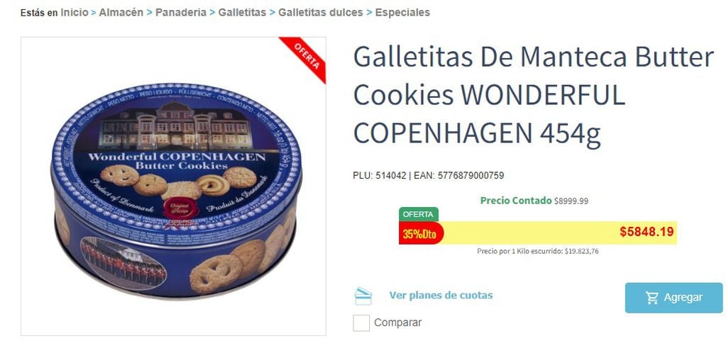 Lata de galletitas importadas Wonderful Copenhagen en COTO