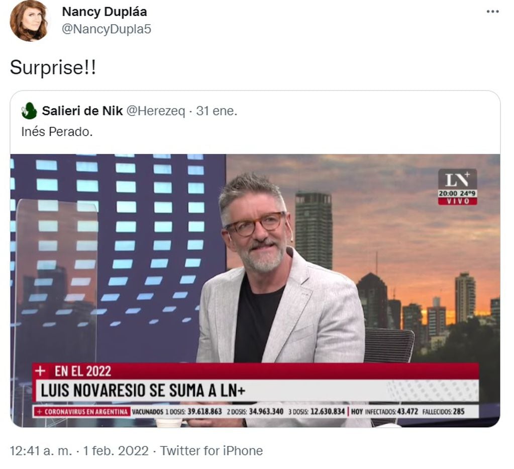 Nancy Dupláa hizo un comentario sugerente sobre la vuelta a la tele de Luis Novaresio en LN+