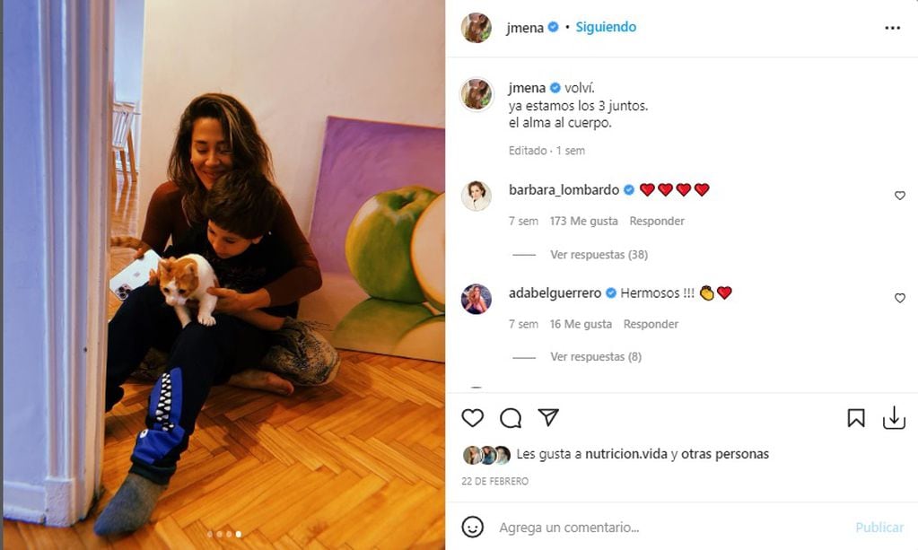Jimena Barón está triste y decidió compartirse al natural en las redes sociales
