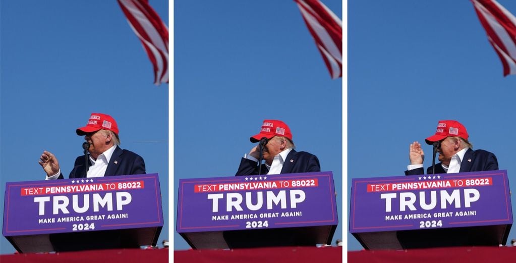 La secuencia de la bala atravesando la oreja de Donald Trump. Foto: The New York Times.