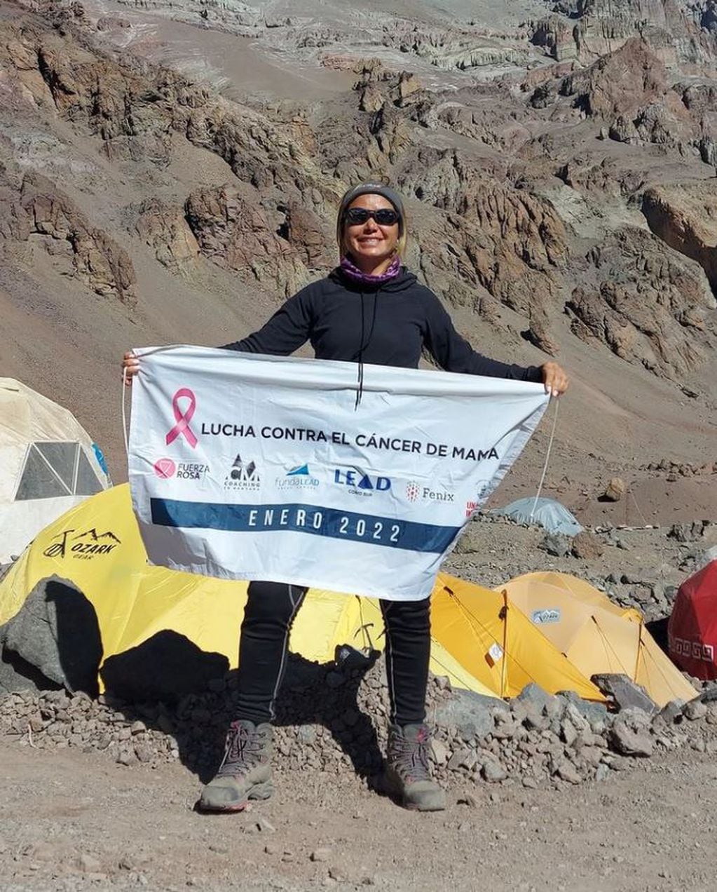 Mónica Delsouc en el cerro Aconcagua. Imagen de Instagram