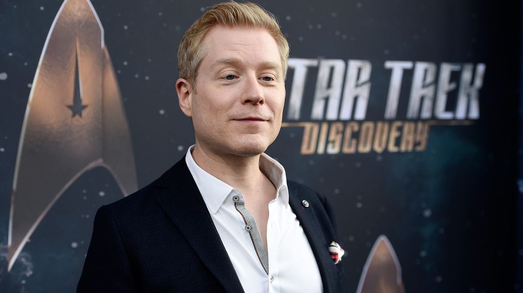FILE - In this Sept. 19, 2017 file photo, Anthony Rapp, cast member in "Star Trek: Discovery," poses at the premiere of the new television series in Los Angeles. Spacey says he is “beyond horrified” by allegations that he made sexual advances on Rapp when he was a teen boy in 1986. Spacey posted on Twitter that he does not remember the encounter but apologizes for the behavior. Rapp tells BuzzFeed that he was 14 when he attended a party at Spacey's apartment. (Photo by Chris Pizzello/Invision/AP, File)
