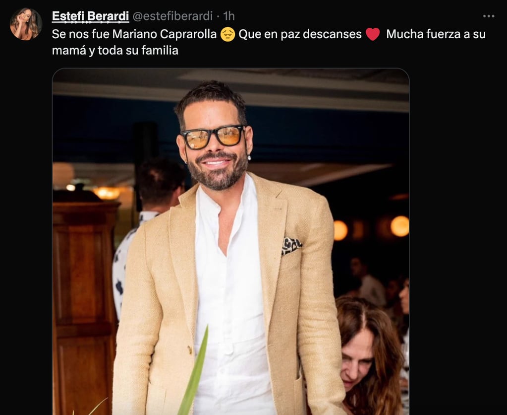 Estefi Berardi despidió a Mariano Caprarola en sus redes. (Foto: Captura de pantalla)