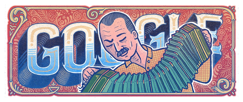 El doodle de Google de Astor Piazzolla, la imagen del cuadro que le dieron a Milei - Google