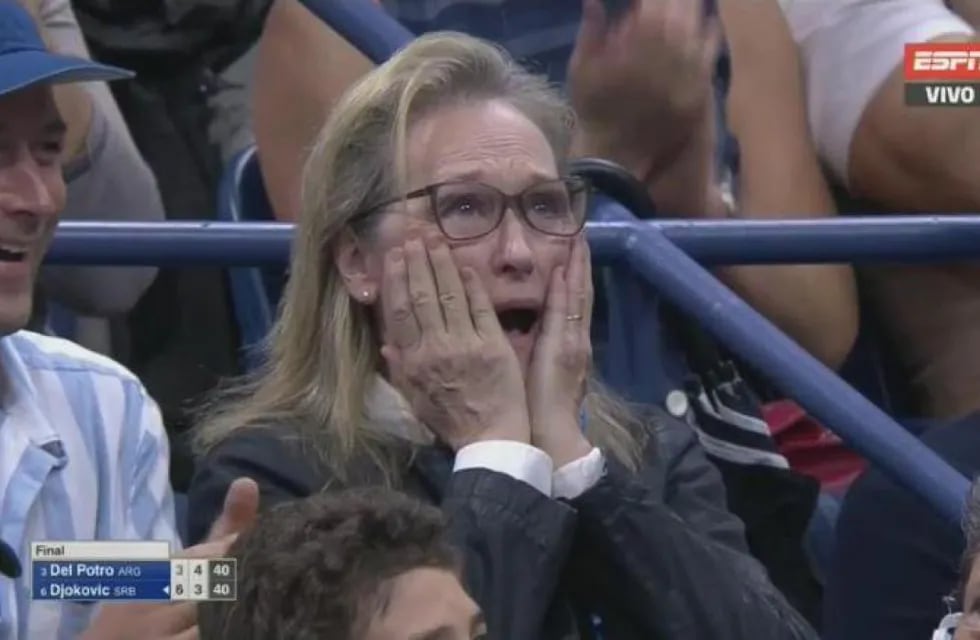 Meryl Streep se robó el protagonismo en el partido entre Del Potro y Djokovic