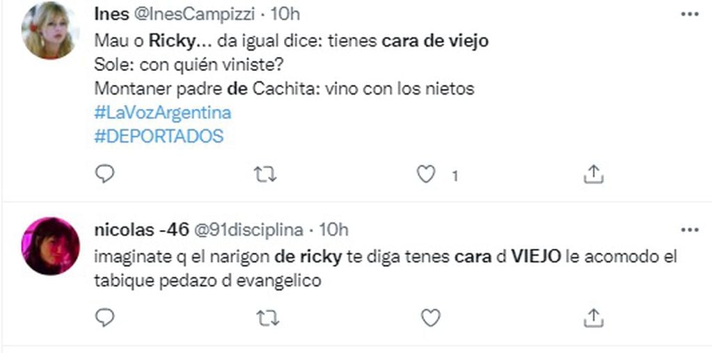 Críticas en redes al comentario desubicado de Ricky Montaner a un participante de La Voz Argentina (Twitter)