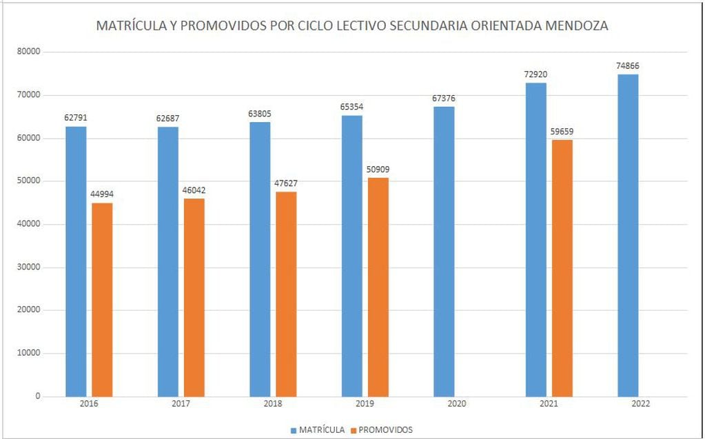 Los datos que compartió la DGE con Los Andes. Hay aumento de promovidos y de matriculados.