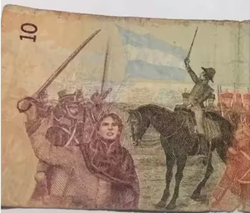 Billete de 10 pesos con error de impresión