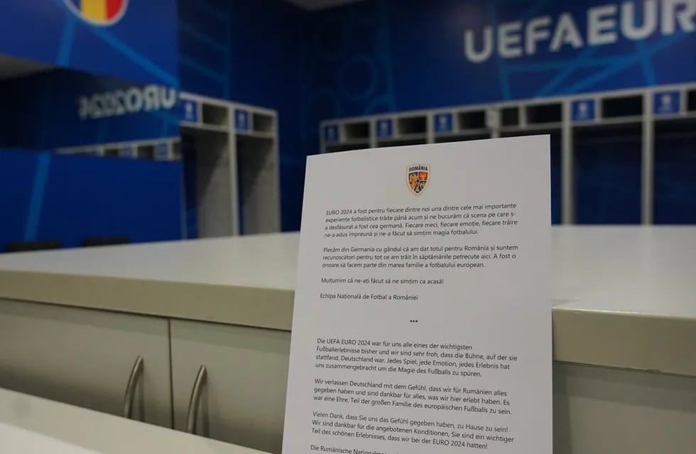 La carta que dejó el staff de la Selección Rumana tras su despedida de la Eurocopa 2024. / Gentileza: UEFA