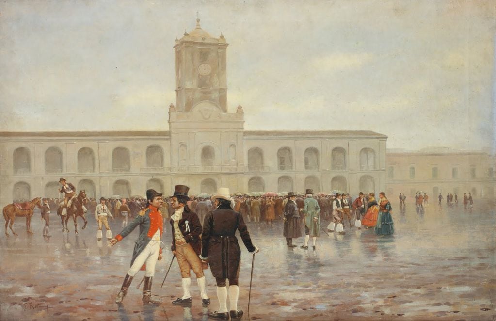 Obra pictórica "La Revolución de Mayo", por Francisco Fortuny (1865-1942).