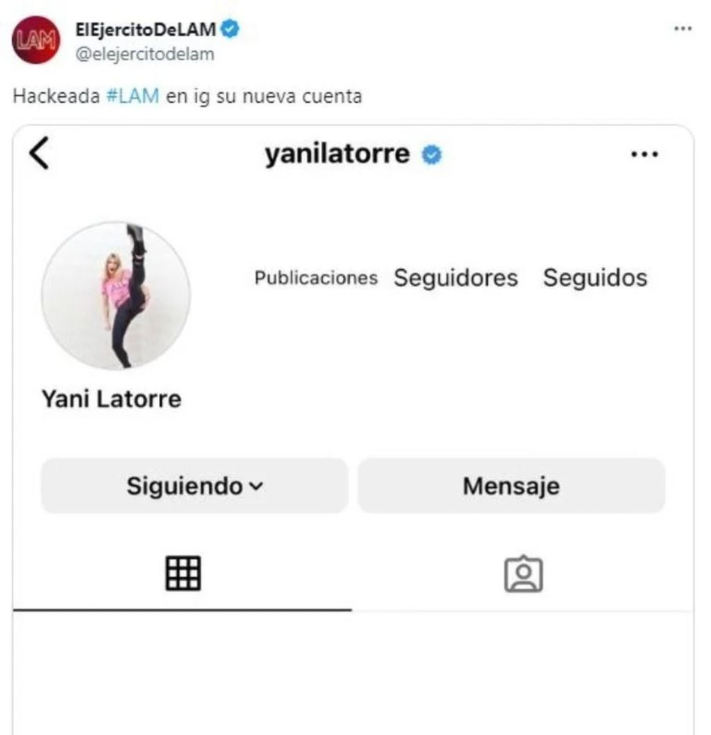 Yanina Latorre se quedó sin su Instagram.
