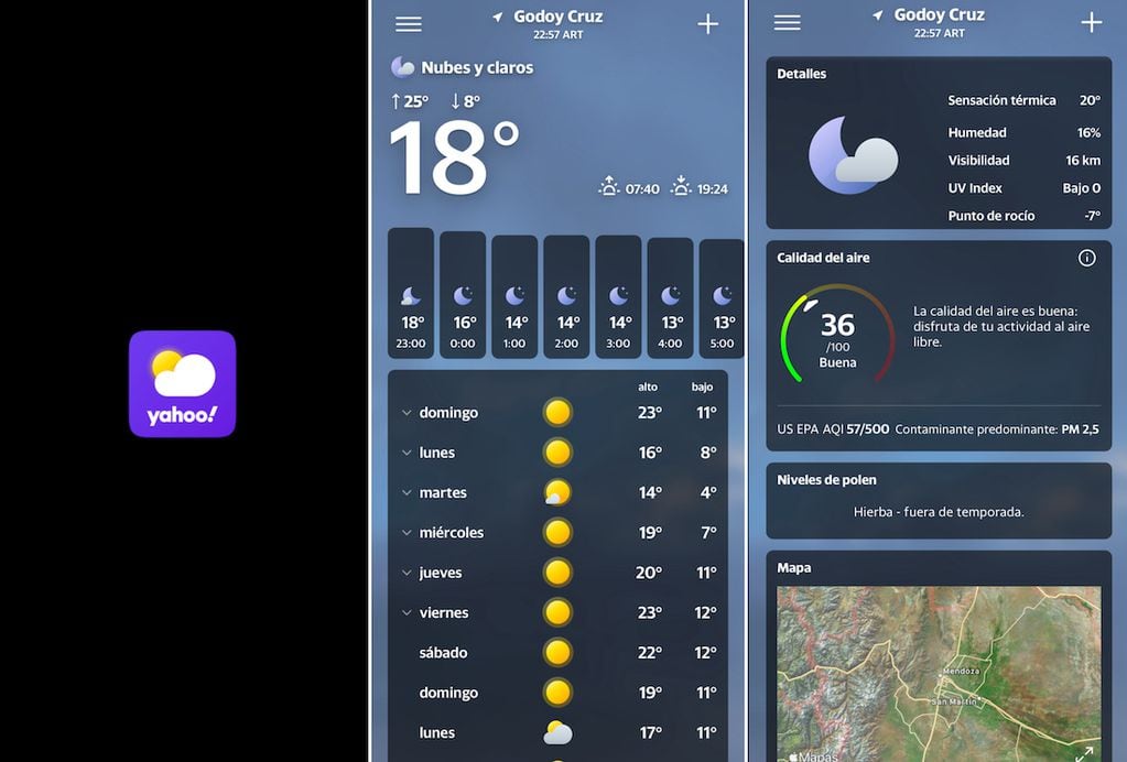 Yahoo Weather es una de las apps de clima y pronóstico meteorológico con mejor diseño y estética.