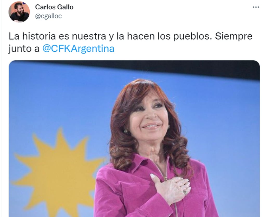 El titular de ANSES en Cuyo, el mendocinos Carlos Gallo apoyó a la Vicepresidenta luego de la condena.
