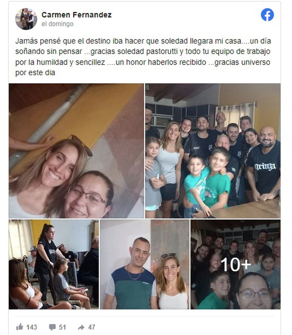 Una docente mendocina auxilió a Soledad Pastorutti tras un accidente en la ruta (Facebook)
