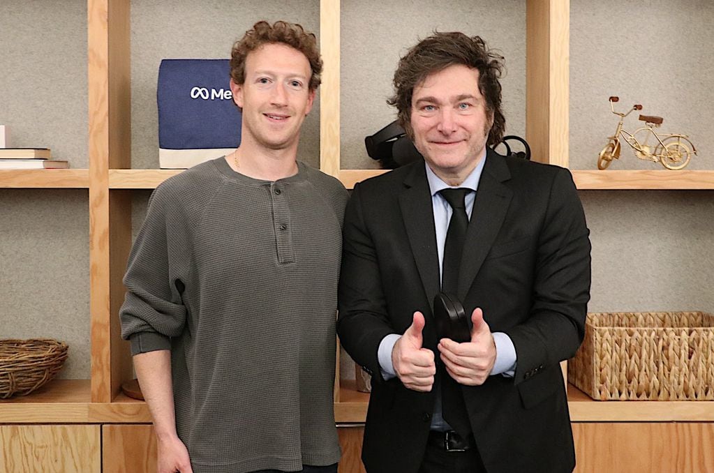 El presidente Javier Milei se reunió con Mark Zuckerberg, CEO de Meta. Foto: Presidencia