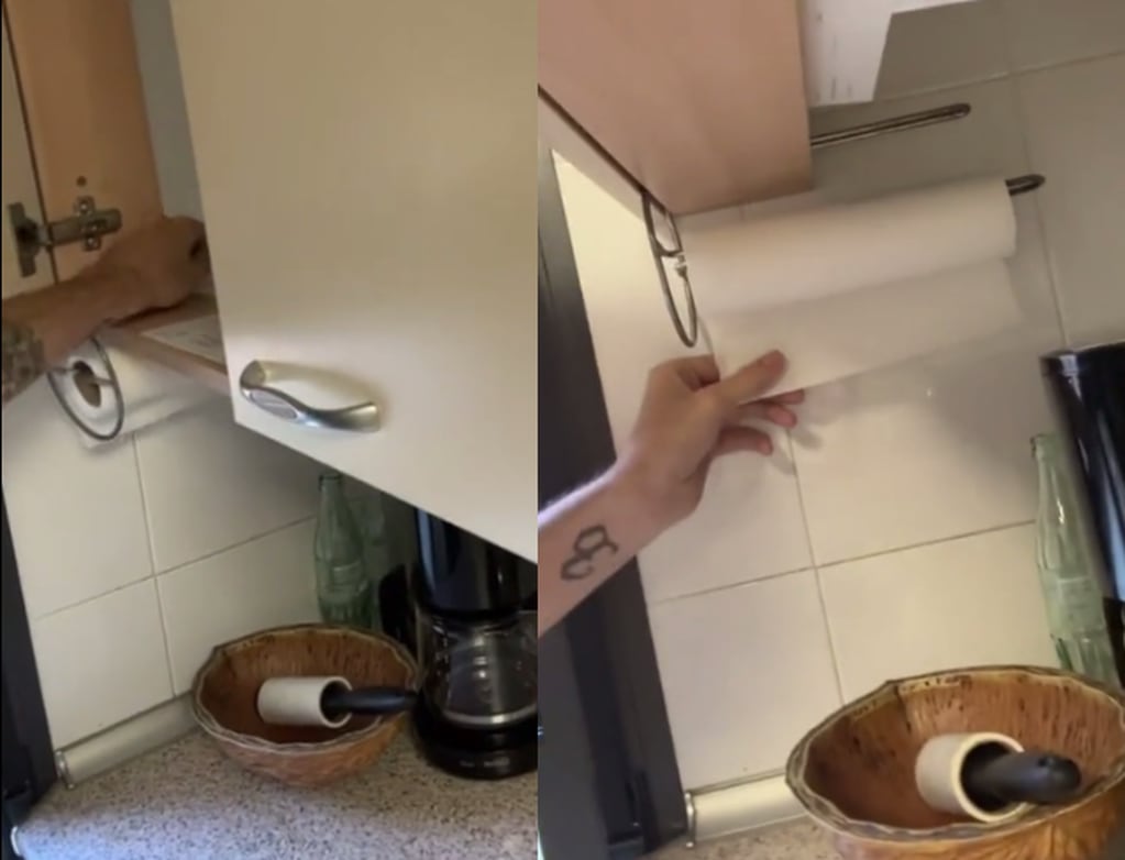 La forma correcta de ubicar el rollo de papel de cocina en nuestras casas. Foto: Captura video / @jorgecyrus