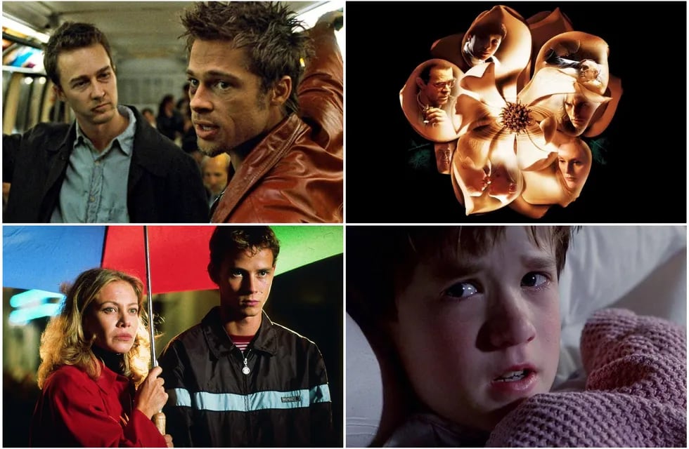 Cuatro obras del cine de 1999: El club de la pelea, Magnolia, Todo sobre mi madre y Sexto Sentido.