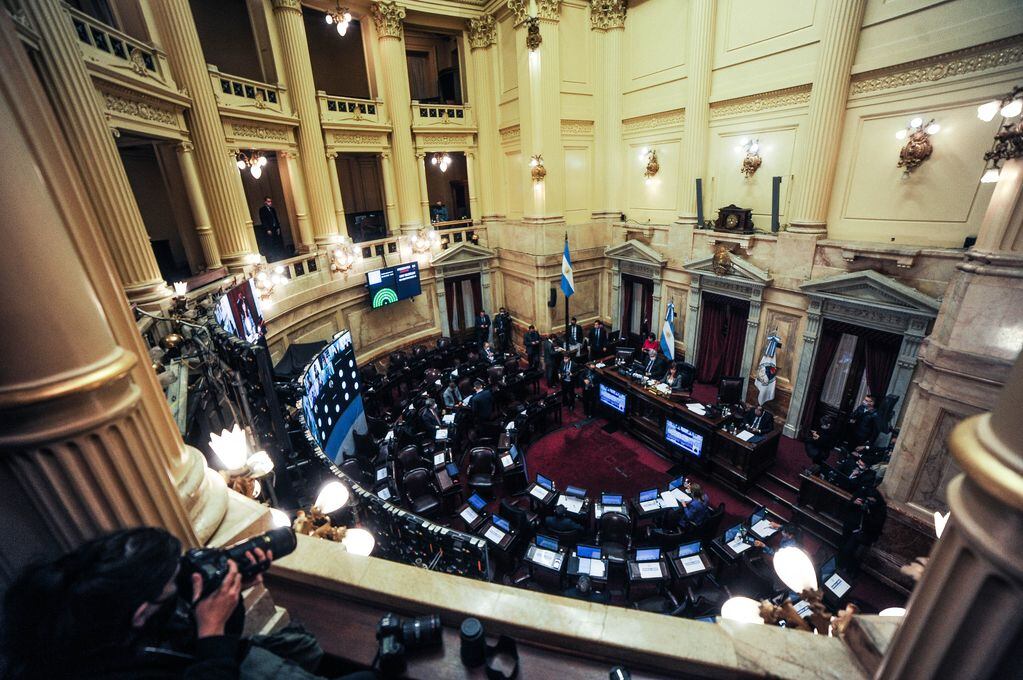 Cristina Fernández de Kirchner durante la sesión en el Senado por la ley de Zonas frías y cupo laboral trans. 