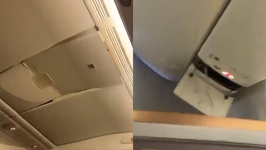 Impactantes imágenes sobre el interior del avión Boeing 777-300 ER que sufrió una turbulencia durante su vuelo Londres-Singapur. Foto: Redes Sociales