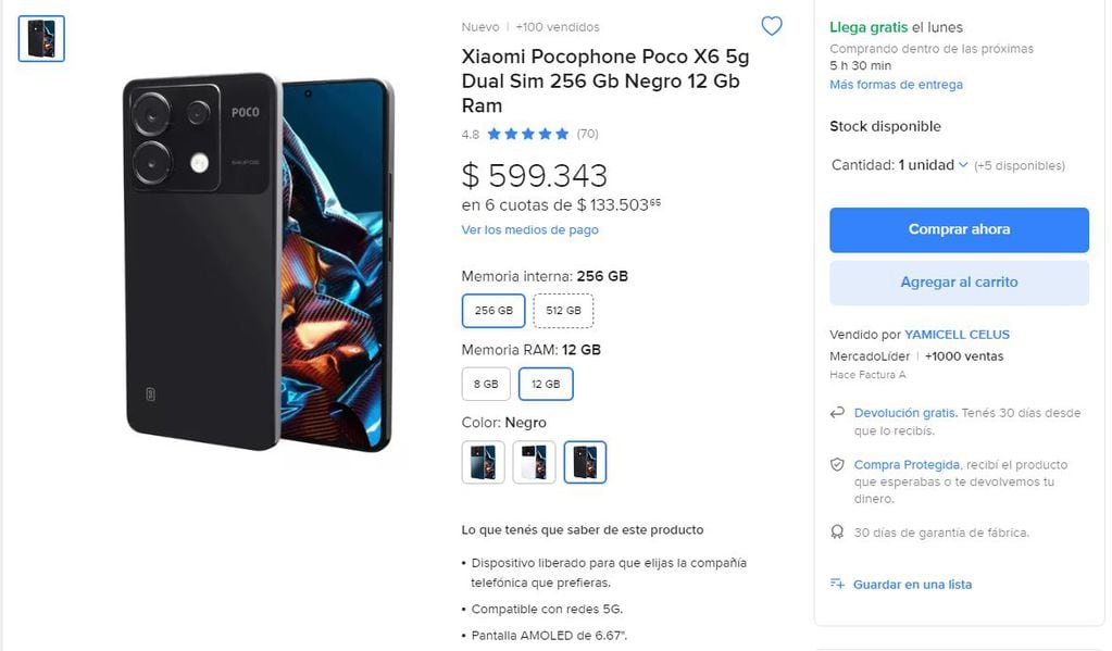 En Argentina, el atractivo modelo Poco X6 de Xiaomi, cuesta poco más del doble que en Chile.