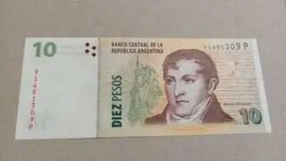 Billete de 10 pesos argentinos