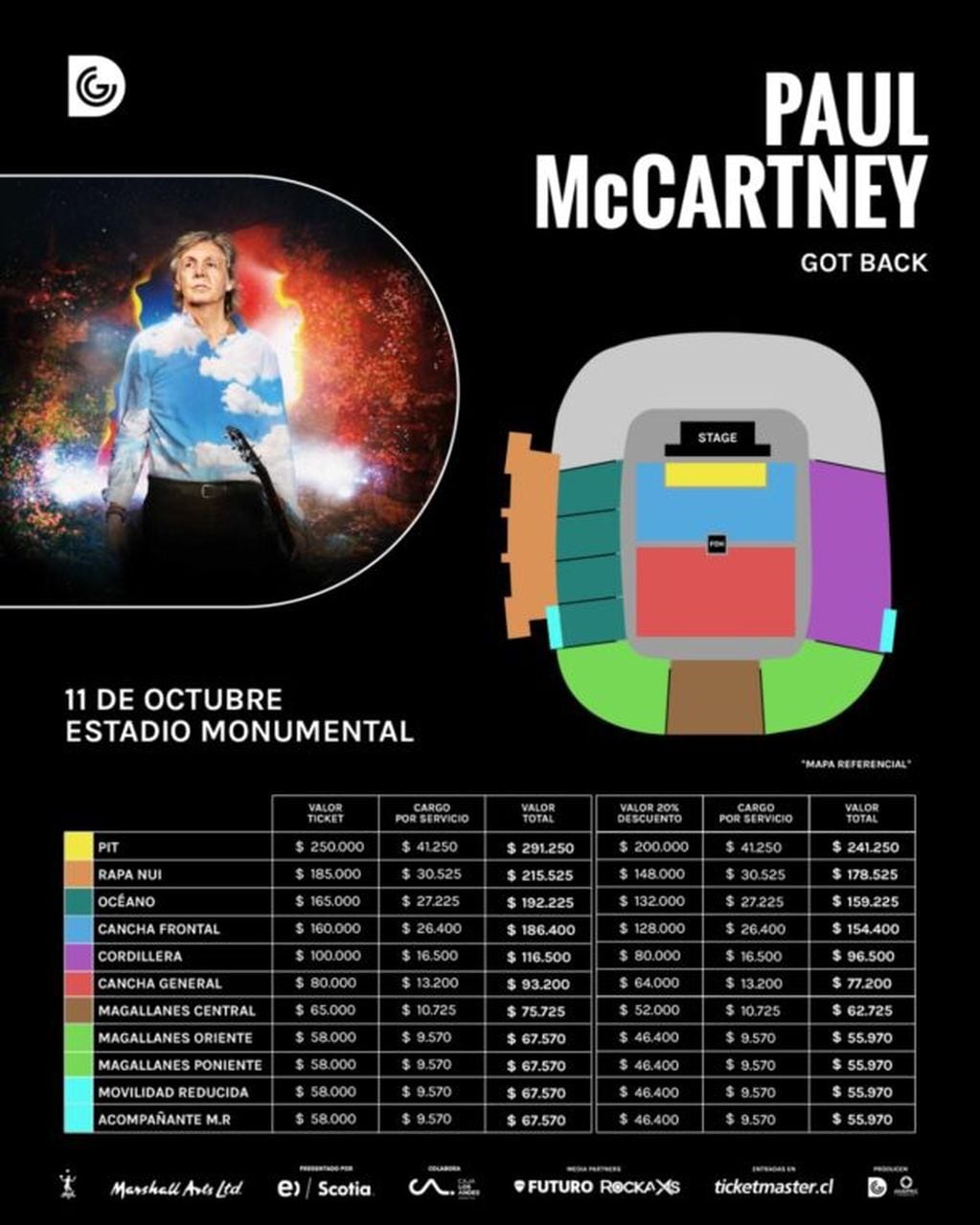 Precios de entradas para Paul McCartney en Santiago de Chile 2024 (DG Medios)