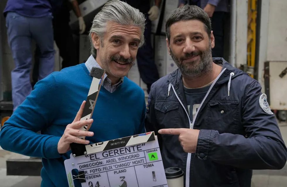 Rodaje de "El gerente", con Leo Sbaraglia y el director Ariel Winograd (Paramount+).