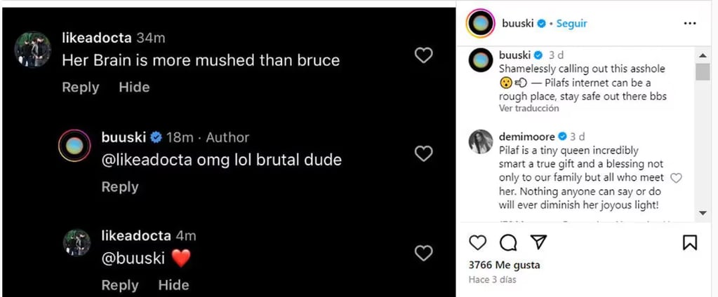 El comentario ofensivo al que respondieron las hijas de Bruce Willis