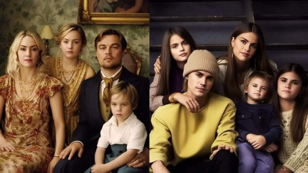Los hijos de Di Caprio con Kate Winslet y los de Justin Bieber con Selena Gomez.