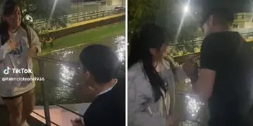 Video: en medio del temporal le propuso casamiento a su novia con un show de mariachis