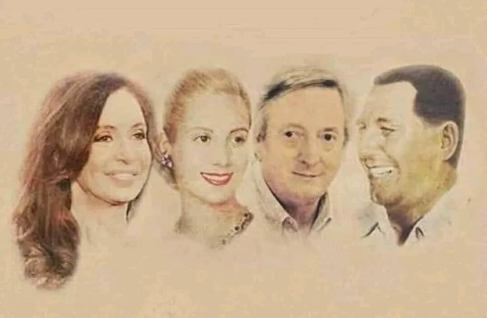 Cristina Kirchner, Evita Perón, Néstor Kirchner y Juan Perón